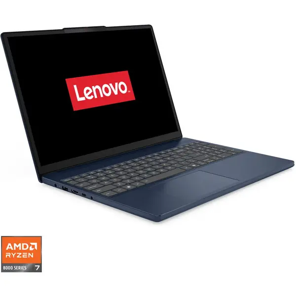 Lenovo Laptop Lenovo IdeaPad Slim 3 15AHP10, Procesor AMD Ryzen™ 7 8840HS, Display 15.3 WUXGA (1920x1200), IPS, Memorie RAM 16GB DDR5, Capacitate 512GB SSD, Placa video integrata AMD Radeon™ 780M Graphics, No OS, Cosmic Blue (INT Keyboard)