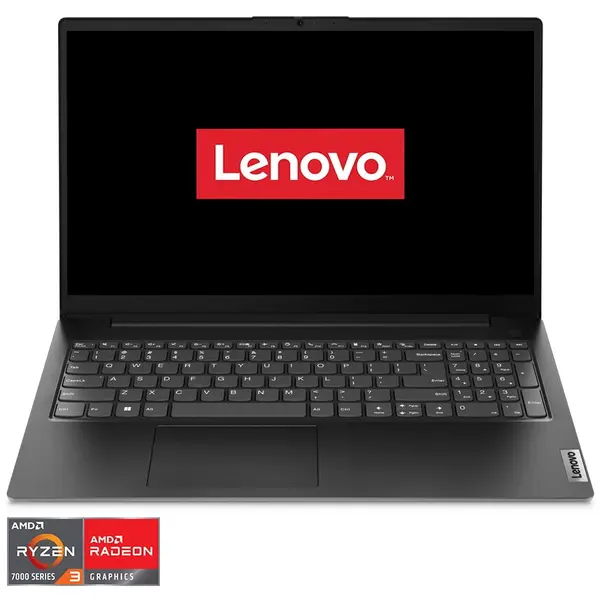 Lenovo Laptop Lenovo Lenovo V15 G4 AMN cu procesor AMD Ryzen™ 3 7320U pana la 4.1GHz, 15.6 Full HD, 8GB Soldered LPDDR5-5500, 256GB SSD, AMD Radeon™ 610M Graphics, No OS, Business, Negru (INT Keyboard)