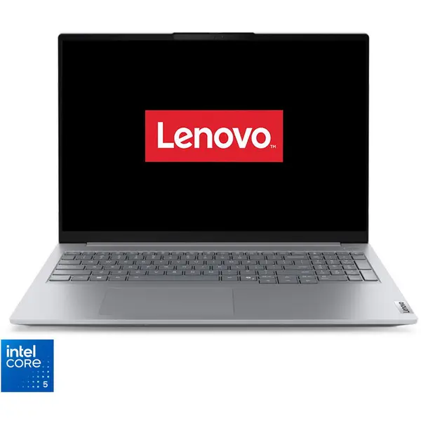 Lenovo Laptop Lenovo ThinkBook 16 G8 IRL, Procesor Intel® Core™ 5 210H (12M Cache, up to 4.80 GHz), Display 16 WUXGA 1920 x 1200, IPS, Memorie RAM 32 GB DDR5, Capacitate 1 TB SSD M.2, Placa grafica integrata Intel Graphics, Gri, 21SH008JRI (INT Keyboard