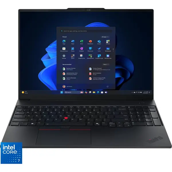 Lenovo Laptop Lenovo ThinkPad E16 Gen 3, Procesor Intel® Core™ 7 240H, 16 inch, WUXGA, IPS, 16GB DDR5 RAM, 512GB SSD, Intel® Graphics, Windows 11 Pro, Negru (INT Keyboard)