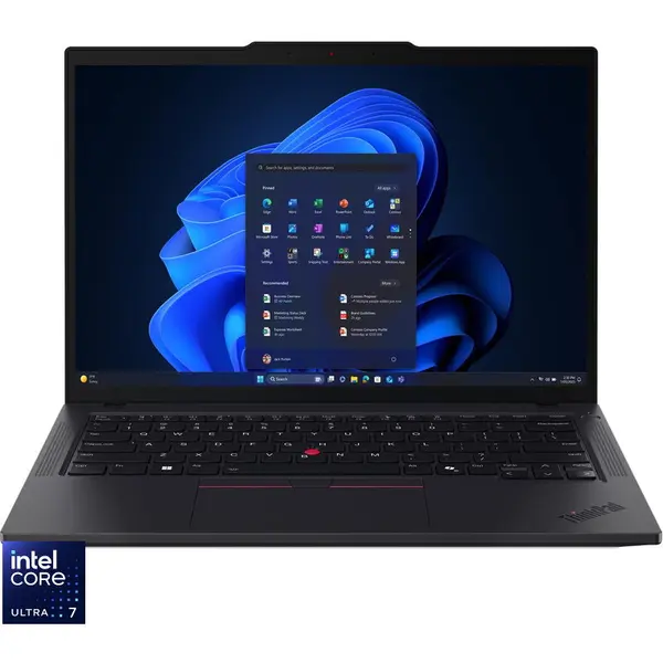Lenovo Laptop Lenovo ThinkPad T14 Gen 6 (Intel), Procesor Intel® Core Ultra 7 255U, Display 14 WUXGA (1920x1200), IPS, Memorie RAM 64 GB DDR5, Capacitate 1 TB SSD, Placa video integrata Intel® Graphics, Windows® 11 Pro, Negru