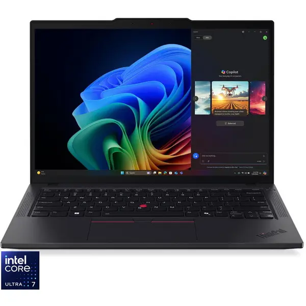 Lenovo Laptop Lenovo ThinkPad T14 Gen 6 (Intel), Procesor Intel® Core Ultra 7 258V, Display 14 WUXGA (1920x1200), IPS, Memorie RAM 32 GB LPDDR5x, Capacitate 1 TB SSD, Placa video integrata Intel® Arc™ Graphics, Windows® 11 Pro, Negru