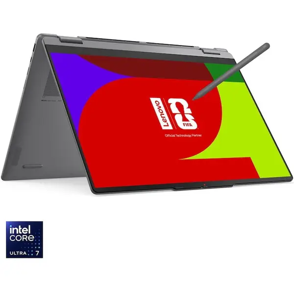 Lenovo Laptop Lenovo Yoga 7 2-in-1 16IPH11 cu procesor Intel Core™ Ultra 7 355, Display 16 WUXGA, OLED, Touch, 16GB LPDDR5x RAM, 1TB SSD, Placa video Intel® Graphics, Windows 11 Home, Luna Grey