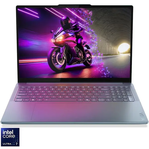 Lenovo Laptop Lenovo Yoga Pro 9 16IAH10 cu procesor Intel® Core™ Ultra 7 255H pana la 5.1GHz, 16 2.8K, WQXGA+, OLED, 120Hz, 32GB LPDDR5x RAM, 1TB SSD, NVIDIA® GeForce RTX™ 5070 8GB GDDR7, Windows® 11 Home, Tidal Teal