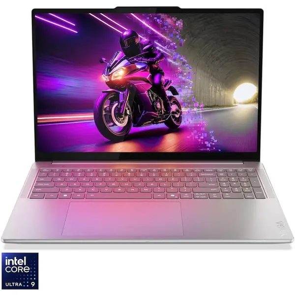 Lenovo Laptop Lenovo Yoga Pro 9 16IAH10, procesor Intel® Core™ Ultra 9 285H pana la 5.4GHz, 16 inch, 3.2K, OLED, 120Hz, 64GB RAM, 2TB SSD, NVIDIA® GeForce RTX™ 5070 8GB GDDR7, Windows® 11 Home, Gri