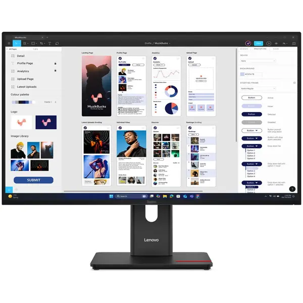 Lenovo Monitor IPS LED Lenovo ThinkVision, 31.5 T32UD-40, UHD 3840x2160, HDMI, DisplayPort, Pivot, 4 ms Negru