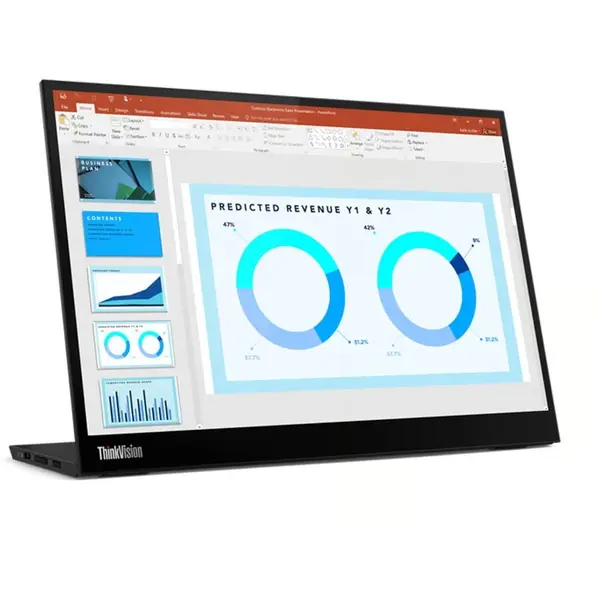 Lenovo Monitor Lenovo 1ThinkVision, M14d, IPS, LED, 14 inch, portabil, 2240x1400, 60Hz, Negru