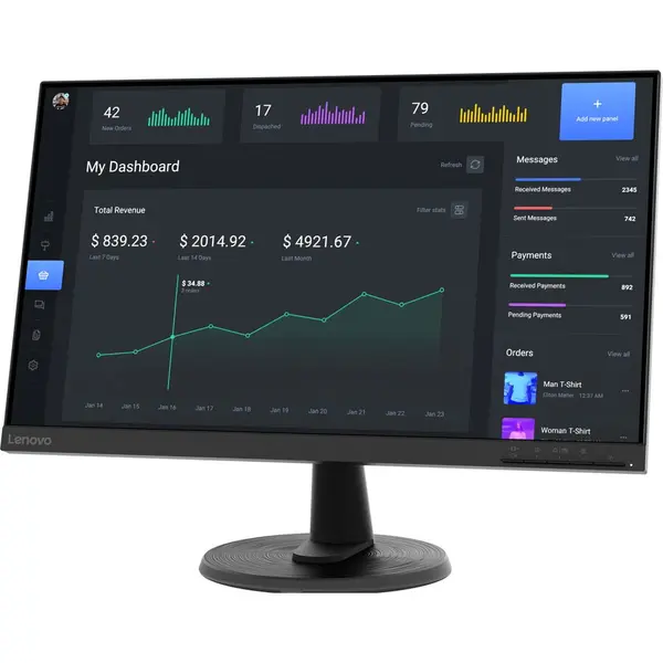 Lenovo Monitor VA LED Lenovo 23.8 C24-40, Full HD (1920 x 1080), VGA, HDMI, 75 Hz, 4 ms, Negru