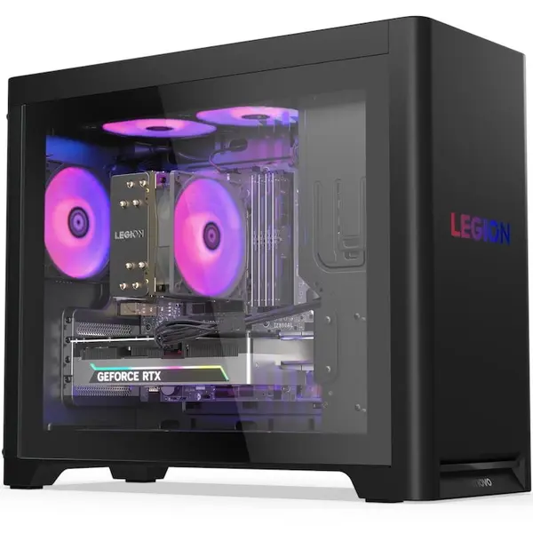 Lenovo Sistem Desktop PC Gaming Lenovo Legion T5 30AGB10, procesor AMD Ryzen™ 7 9800X3D pana la 5.20 GHz, 48GB DDR5 RAM, 1TB SSD, NVIDIA® GeForce RTX™ 5070 Ti 16GB GDDR7, No OS, Negru