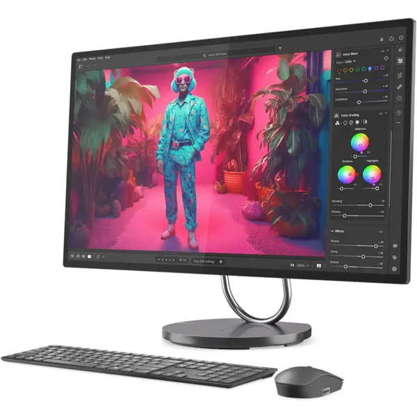 Lenovo Sistem PC All-In-One, Lenovo Yoga AIO 32ILL10, 31.5 inch UHD IPS, Procesor Intel® Core™ Ultra 7 258V 4.8GHz Meteor Lake, 32GB RAM, 1TB SSD, nVidia GeForce RTX 4050 6GB, Camera Web, Windows 11 Home, Gri