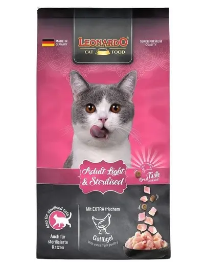 LEONARDO Adult Light hrana uscata pentru pisici supraponderale/sterilizate, cu pasare de curte 7,5 kg