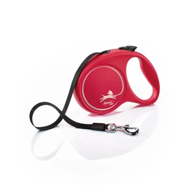 Lesa retractabila cu banda Flexi Rosie S 5 m 12 kg