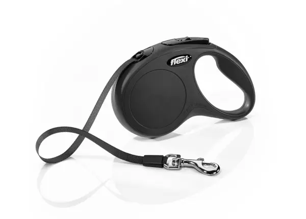 Lesa retractabila pentru caini Flexi Classic, L, 5m, cu banda, negru
