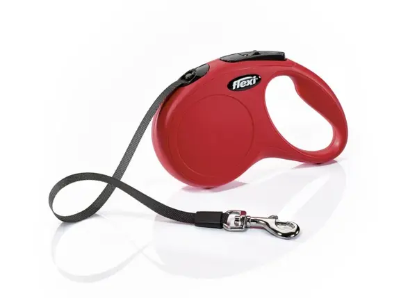 Lesa retractabila pentru caini Flexi Classic, M, 5m, cu banda, rosu