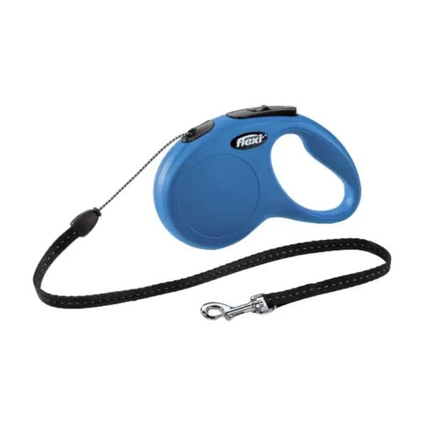 Lesa retractabila pentru caini Flexi Classic, S, 5m, cu snur, albastru