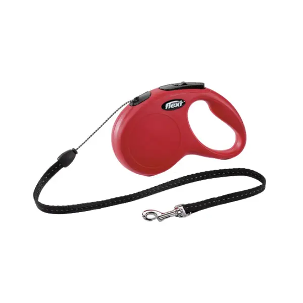 Lesa retractabila pentru caini Flexi Classic, S, 5m, cu snur, rosu
