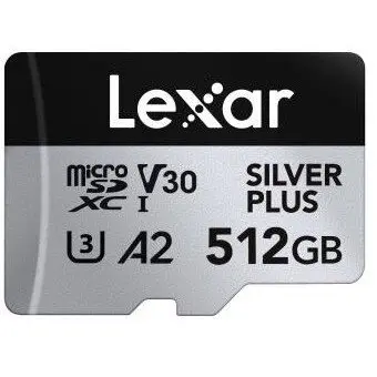 Lexar Card de memorie microSDXC Lexar Professional Silver Plus 512 GB, UHS-I U3, V30, A2 + Adaptor SD
