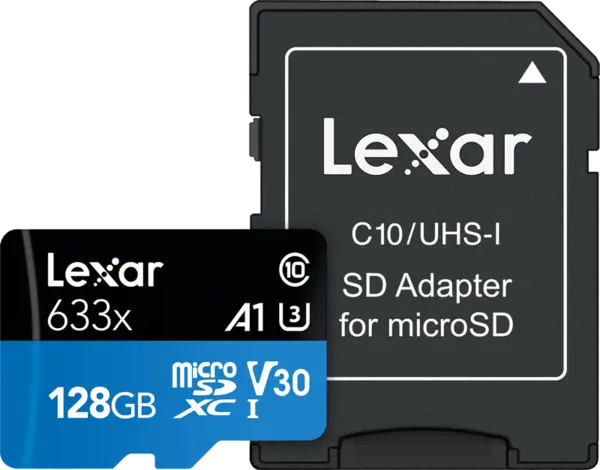 Lexar microSDXC 633x UHS-I/A1/U3/10 R95/W45MB (V30) 128GB, Card memorie MicroSD