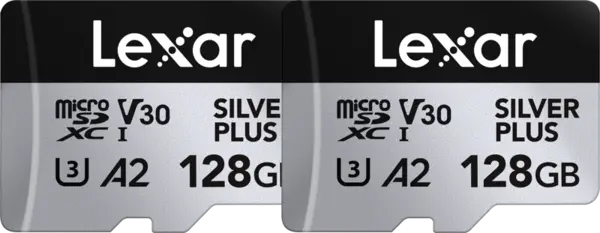 Lexar microSDXC Silver Plus 1066x UHS-I/U3/A2/4K R205/W150 (V30) 128GB - 2pack, Card memorie MicroSD