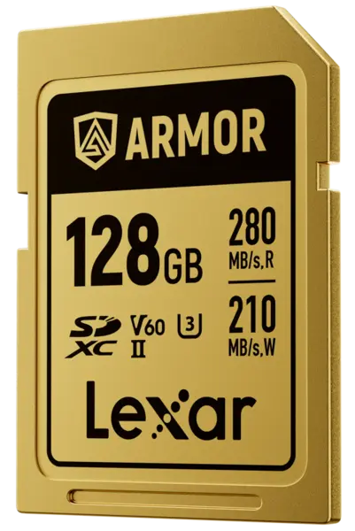 Lexar SDXC ARMOR Gold UHS-II U3, Stainless Steel, IP68 R280/W210 (V60) 128GB, Card memorie
