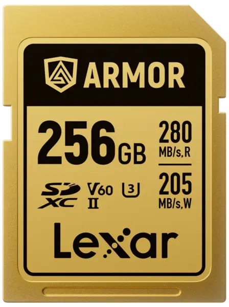 Lexar SDXC ARMOR Gold UHS-II U3, Stainless Steel, IP68 R280/W210 (V60) 256GB, Card memorie