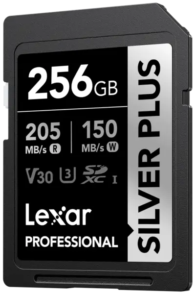 Lexar SDXC Professional SILVER Plus UHS-I/U3/A2/4K R205/W150 (V30) 256GB, Card memorie