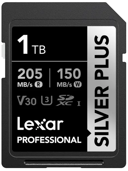 Lexar SDXC Professional SILVER Plus UHS-I/U3/A2/4K R205/W150 (V30) 1TB, Card memorie