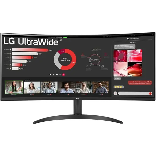 LG Monitor Curbat LED VA LG UltraWide™ 34, UWQHD (3440x1440), 100Hz, 5ms, sRGB 99%, HDR 10, 2x HDMI, DisplayPort, Jack, Negru