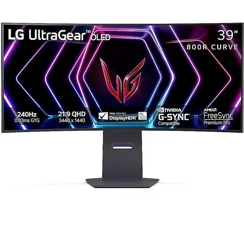 LG Monitor Gaming OLED LG 39 39GS95QE-B, WQHD (3440 x 1440), HDMI, DisplayPort, Ecran curbat, 240 Hz, 0.03 ms, Negru