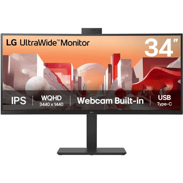 LG Monitor LED LG UltraWide Curbat 34BA85QE-B, Diagonala 34, Rezolutie UWQHD 3440x1440, IPS, 5 ms, 60 Hz, 1000:1, Webcam, Negru