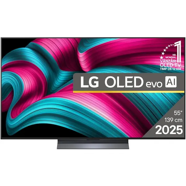 LG Televizor LG OLED evo 55C51LA, Diagonala 139 cm (3840 x 2160), Smart, 4K Ultra HD, 100 Hz, Clasa F, Gri inchis