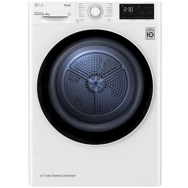 LG Uscator de rufe LG RH80V3AV6N, pompa de caldura DUAL Inverter, Eco Hybrid, ThinQ, Alb