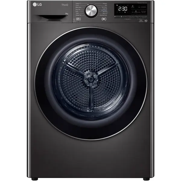 LG Uscator de rufe LG RH90V9JV2N, Pompa de caldura Dual Inverter, 9 kg, 14 programe, Clasa C, Smart Diagnosis, Wi-Fi, Antracit