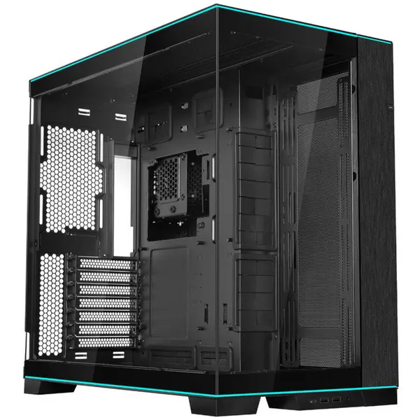 LIAN LI Carcasa Pc Lian Li O11 Dynamic EVO RGB, Middle Tower, mITX, mATX, ATX, E-ATX, Sticla temperata, 10 ventilatoare compatibile, Negru