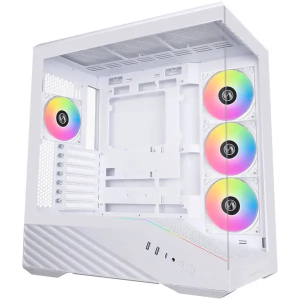LIAN LI Carcasa PC Lian Li VECTOR V100 RGB, Middle Tower, ATX, mATX, mITX, Sticla temperata, 4 ventilatoare incluse, Alb