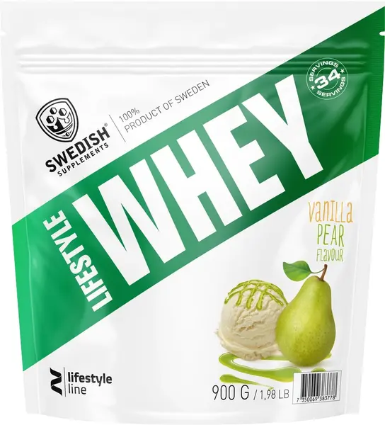 Lifestyle Whey, vanilie și pară, 900 g, Swedish Supplements