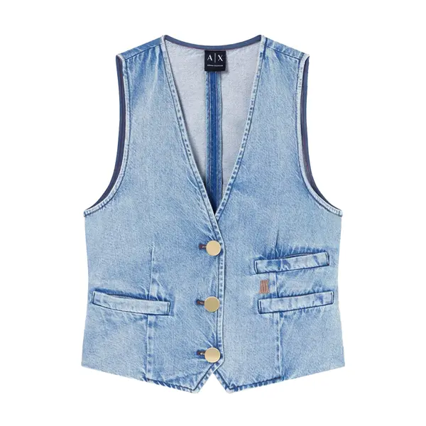Lightweight cotton and lyocell denim vest blue 10
