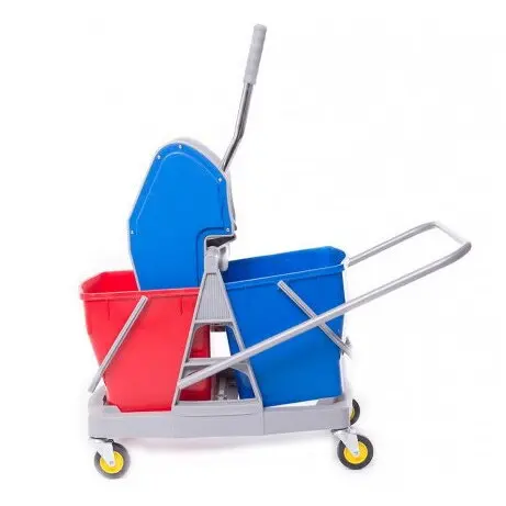 Limpio Carucior curatenie Limpio C045, 36 litri, 2 galeti, plastic foarte rezistent, Rosu/Albastru