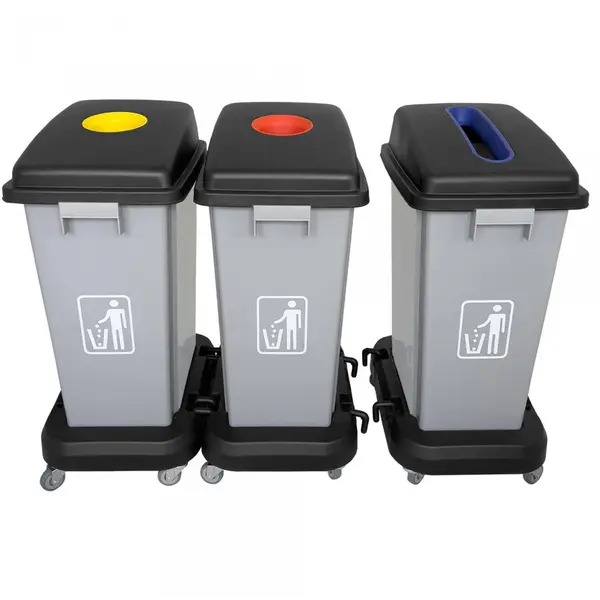 Limpio Cos gunoi colectare selectiva Limpio B2-020,60L, Albastru-Rosu-Galben