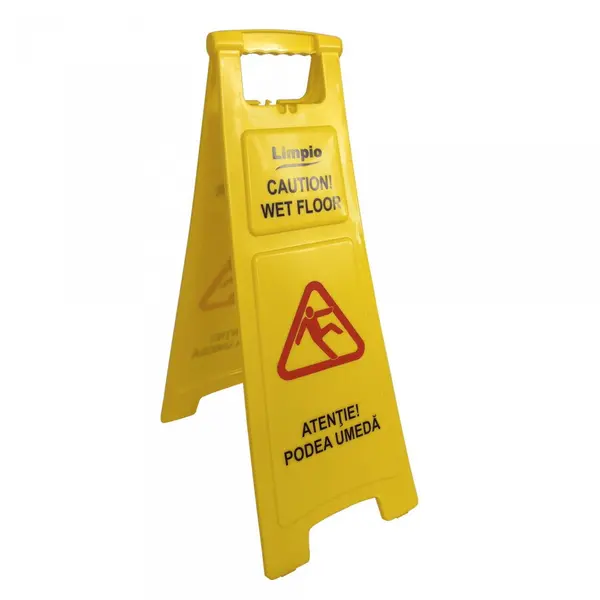 Limpio Semnalizator podea umeda Limpio S134, Tip sevalet, Inaltime 80 cm, Material plastic ABS, , Galben