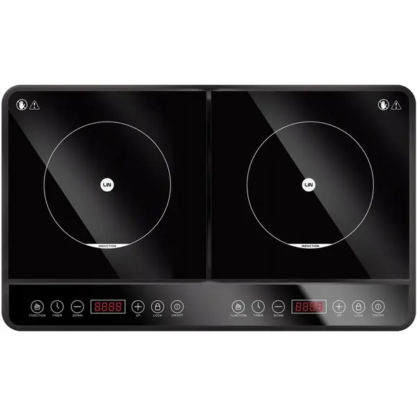 LIN Plita cu inductie LI-35P2N cu temporizator dublu de 3500 W, Negru