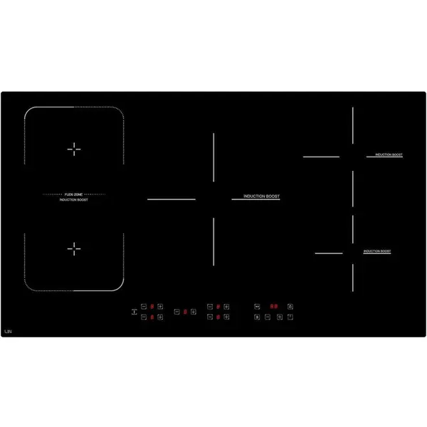 LIN Plita inductie LIN LI-B57235, incorporabila, 5 zone de gatit, 7200 W, latime 90 cm, Negru