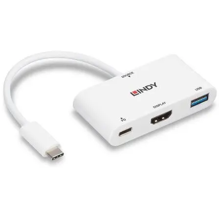 Lindy Adaptor Lindy LY-43340, USB-C - HDMI + USB, 0.18m, White