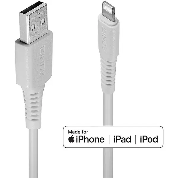 Lindy CABLU alimentare si date Lindy pt. smartphone Lightning la USB 2.0, 0.5 m, PVC, alb, LY-31325