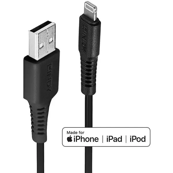 Lindy CABLU alimentare si date Lindy pt.smartphone, Lightning la USB 2.0, 3 m, PVC, Negru, LY-31322
