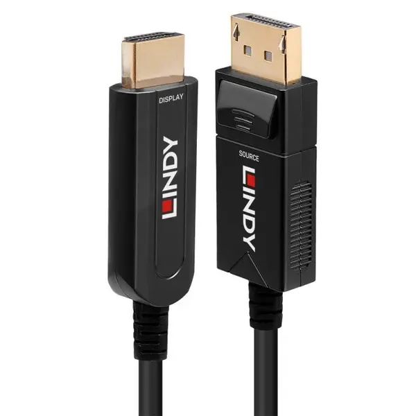 Lindy Cablu Fibra Optica Hybrid Displayport la HDMI 4K@60Hz T-T 50m, Lindy L38494