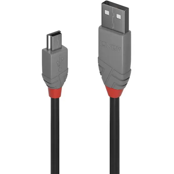 Lindy Cablu Lindy LY-36723, USB 2.0 Type A - miniUSB-B, 2m, Anthra Line