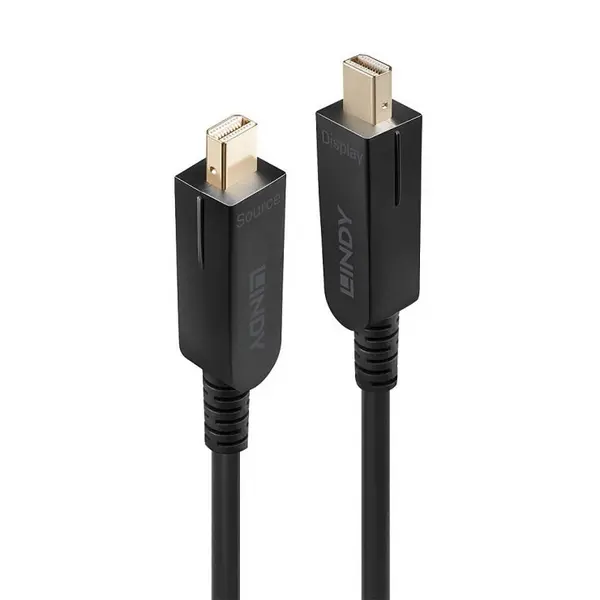 Lindy Cablu Mini Displayport v1.4 8K60Hz/4K120Hz Fibra optica Hybrid HDR - conectori Displayport detasabili T-T 70m, Lindy L38485