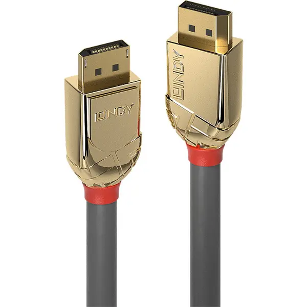 Lindy Cablu video LINDY Gold, DisplayPort Male - DisplayPort Male, v1.4, 2m, Gri-Auriu