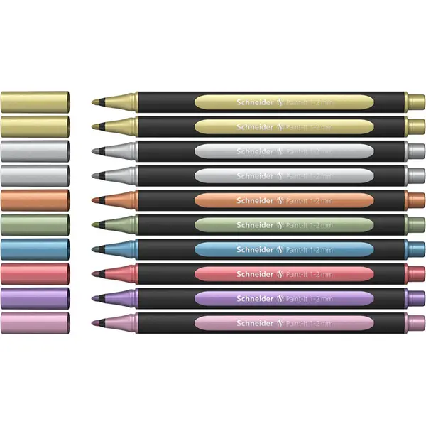 Liner 1-2mm, 10culori/set, metalic, Paint-It 020, Schneider